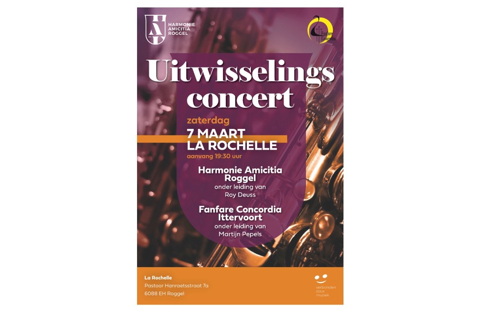 Uitwisselingsconcert harmonie Amicitia 7 maart